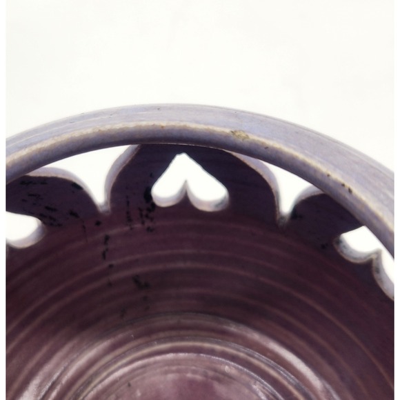 Handmade Signed Ceramic Heart Cutout Lantern Tealight Candle Holder Lilac Rose - Picture 6 of 6